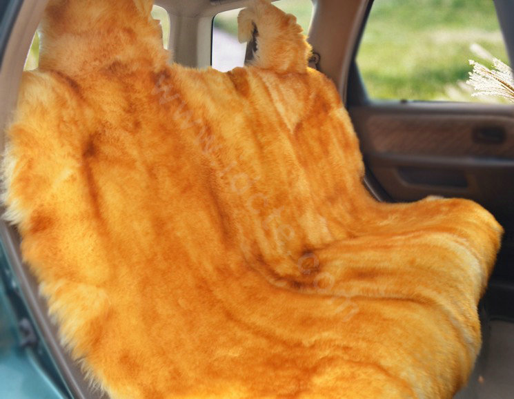 Universal Australia Real Sheepskin Car Seat Cover Sheep Wool Auto Cushion 4pcs Sets - Golden