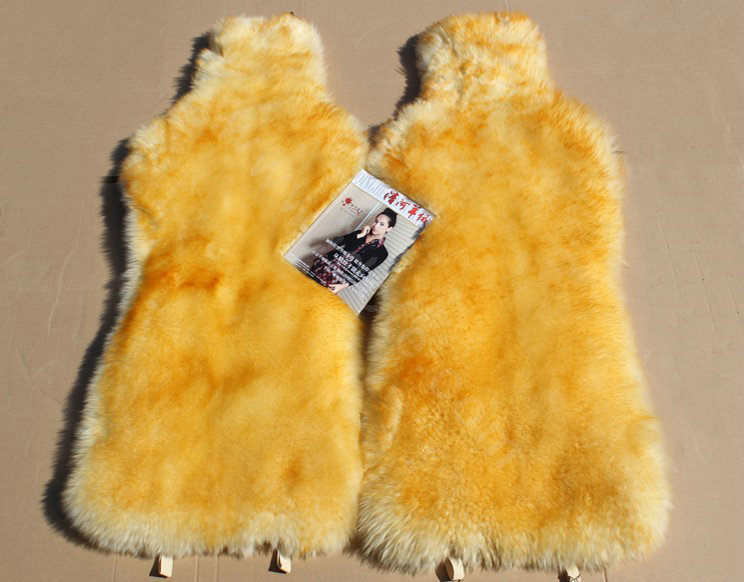 Universal Australia Real Sheepskin Car Seat Cover Sheep Wool Auto Cushion 4pcs Sets - Golden