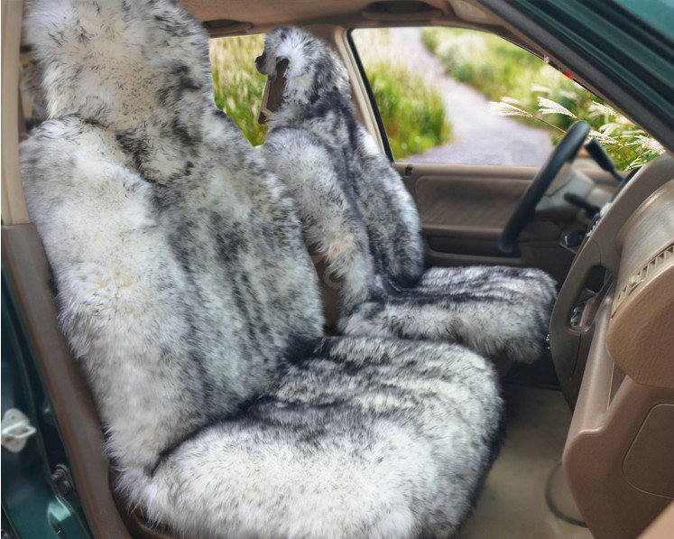 Universal Australia Real Sheepskin Car Seat Cover Sheep Wool Auto Cushion 4pcs Sets - Grey