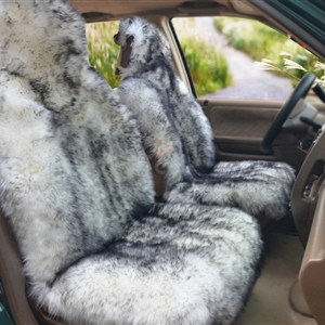 Universal Australia Real Sheepskin Car Seat Cover Sheep Wool Auto Cushion 4pcs Sets - Grey