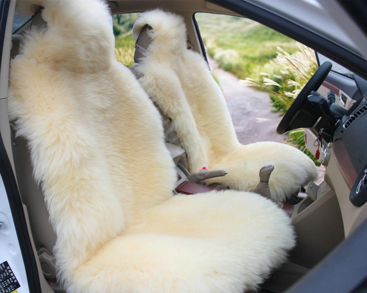 Universal Australia Real Sheepskin Car Seat Cover Sheep Wool Auto Cushion 4pcs Sets - White