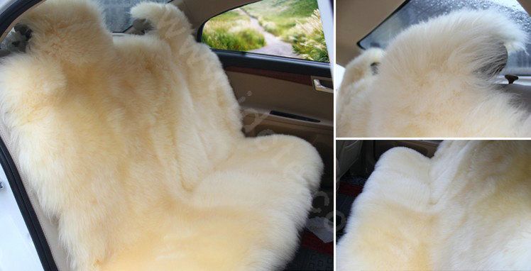 Universal Australia Real Sheepskin Car Seat Cover Sheep Wool Auto Cushion 4pcs Sets - White