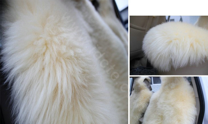 Universal Australia Real Sheepskin Car Seat Cover Sheep Wool Auto Cushion 4pcs Sets - White