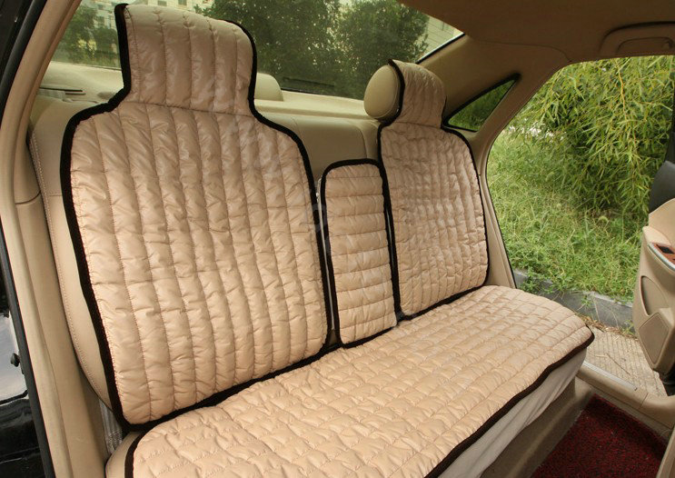 Universal Imitation Sheepskin Car Seat Cover Sheep Wool Leather Auto Cushion 8pcs Sets - Beige