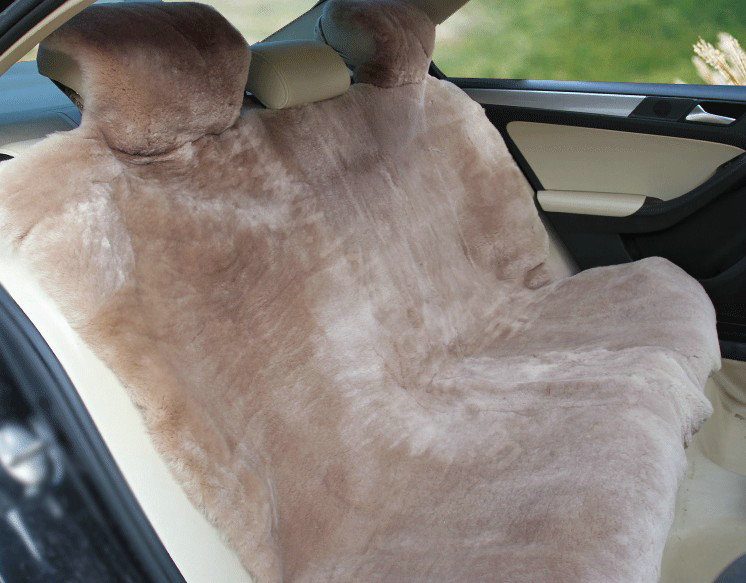 Universal KQ02 Australia Real Sheepskin Car Seat Cover Sheep Wool Auto Cushion 4pcs Sets - Bean Paste