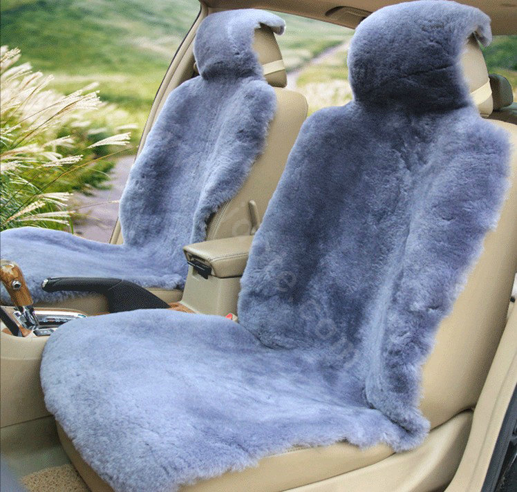 Universal KQ02 Australia Real Sheepskin Car Seat Cover Sheep Wool Auto Cushion 4pcs Sets - Blue