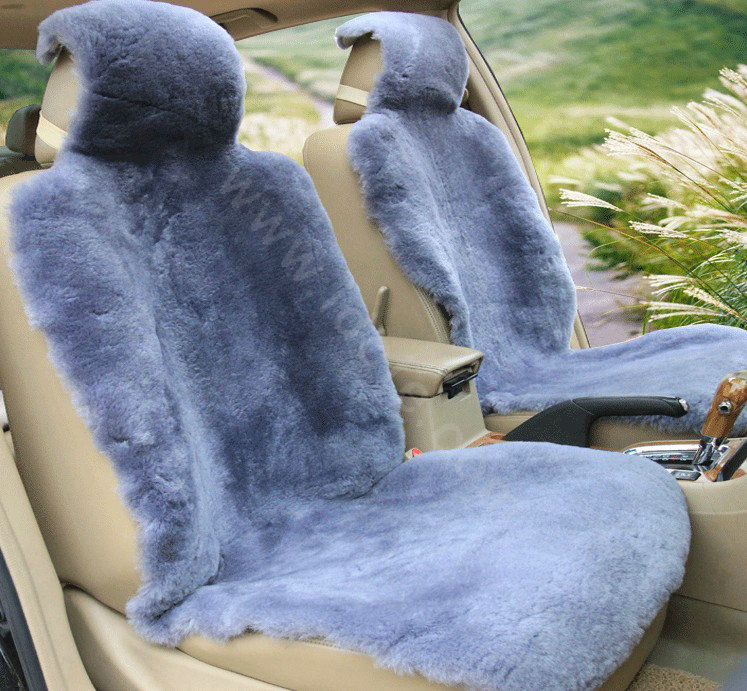 Universal KQ02 Australia Real Sheepskin Car Seat Cover Sheep Wool Auto Cushion 4pcs Sets - Blue