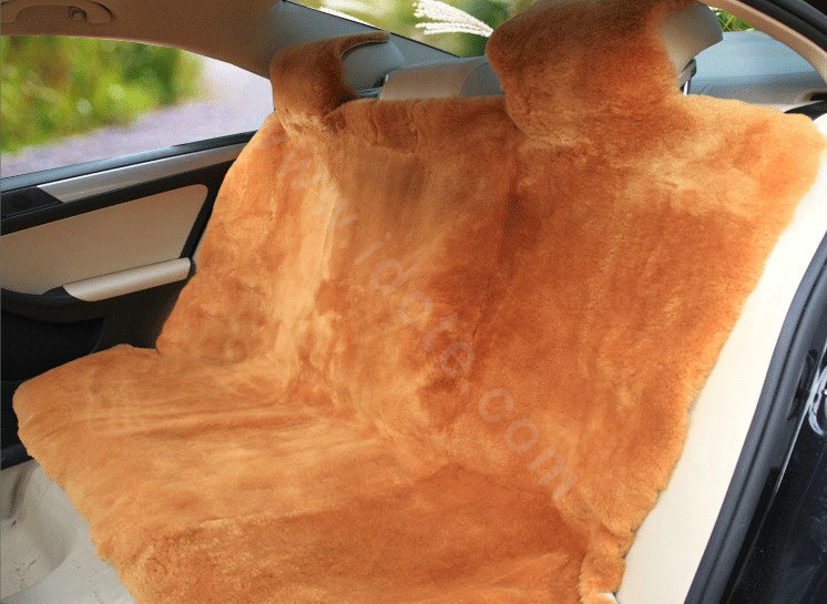 Universal KQ02 Australia Real Sheepskin Car Seat Cover Sheep Wool Auto Cushion 4pcs Sets - Camel