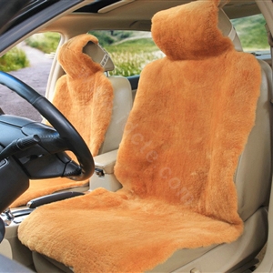 Universal KQ02 Australia Real Sheepskin Car Seat Cover Sheep Wool Auto Cushion 4pcs Sets - Camel