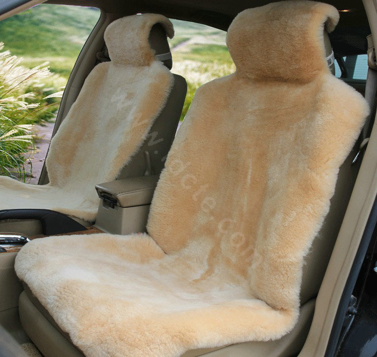 Universal KQ02 Australia Real Sheepskin Car Seat Cover Sheep Wool Auto Cushion 4pcs Sets - Cream