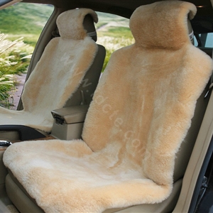 Universal KQ02 Australia Real Sheepskin Car Seat Cover Sheep Wool Auto Cushion 4pcs Sets - Cream