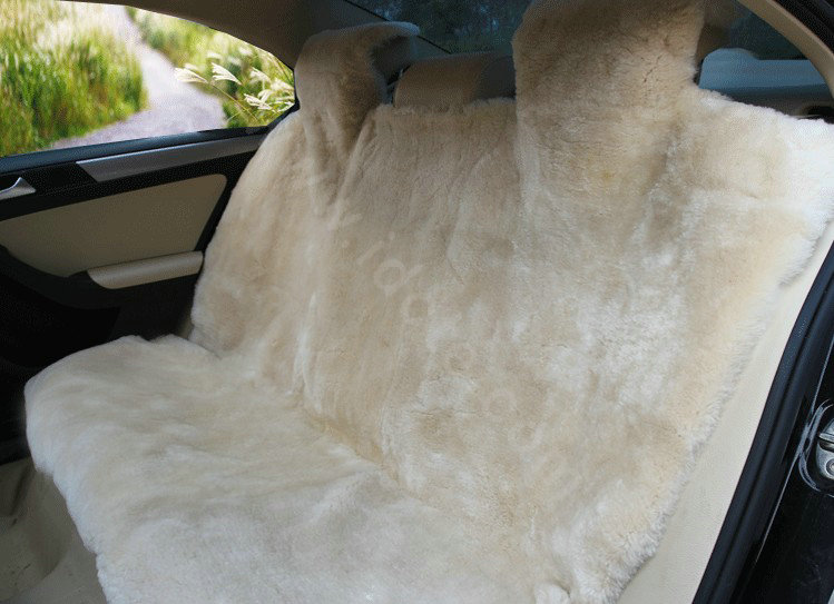 Universal KQ02 Australia Real Sheepskin Car Seat Cover Sheep Wool Auto Cushion 4pcs Sets - Ivory