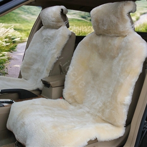Universal KQ02 Australia Real Sheepskin Car Seat Cover Sheep Wool Auto Cushion 4pcs Sets - Ivory