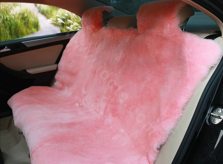 Universal KQ02 Australia Real Sheepskin Car Seat Cover Sheep Wool Auto Cushion 4pcs Sets - Pink