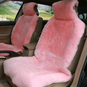 Universal KQ02 Australia Real Sheepskin Car Seat Cover Sheep Wool Auto Cushion 4pcs Sets - Pink