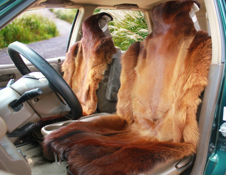 Universal KQ03 Australia Genuine Sheepskin Car Seat Cover Sheep Wool Auto Cushion 4pcs Sets - Brown