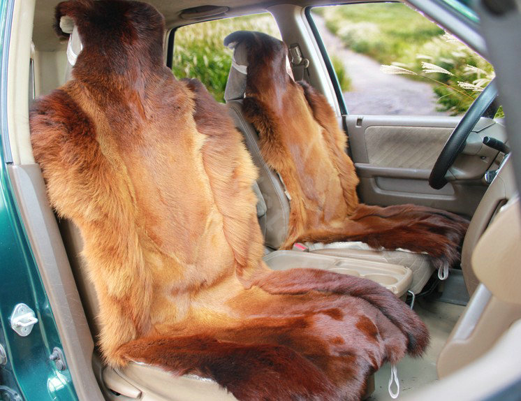 Universal KQ03 Australia Genuine Sheepskin Car Seat Cover Sheep Wool Auto Cushion 4pcs Sets - Brown