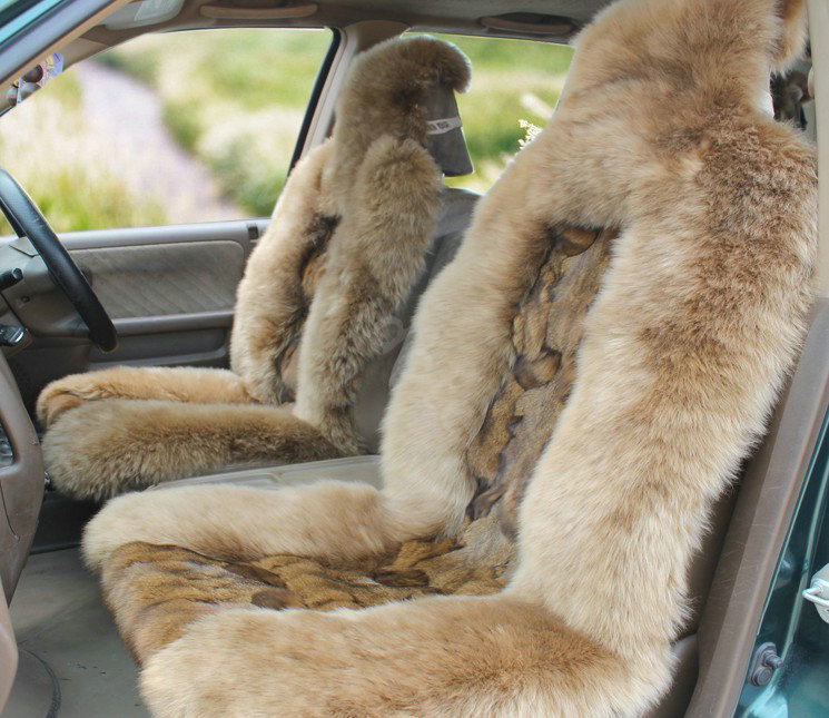 Universal KQ04 Australia Genuine Sheepskin Car Seat Cover Sheep Wool Auto Cushion 4pcs Sets - Brown