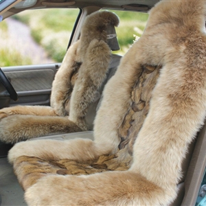 Universal KQ04 Australia Genuine Sheepskin Car Seat Cover Sheep Wool Auto Cushion 4pcs Sets - Brown