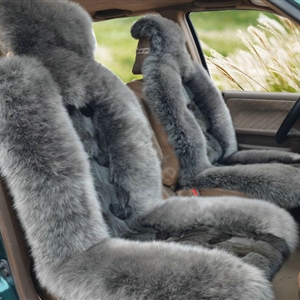 Universal KQ04 Australia Genuine Sheepskin Car Seat Cover Sheep Wool Auto Cushion 4pcs Sets - Grey
