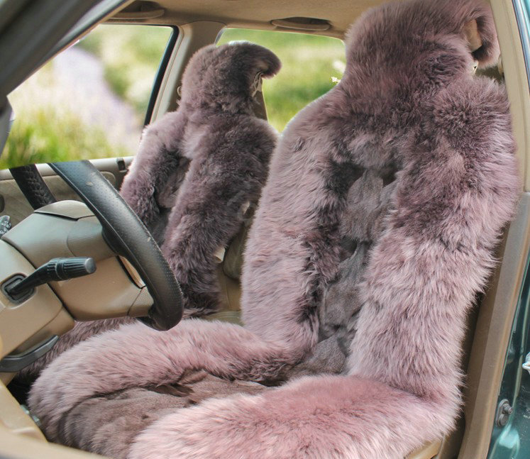 Universal KQ04 Australia Genuine Sheepskin Car Seat Cover Sheep Wool Auto Cushion 4pcs Sets - Purple
