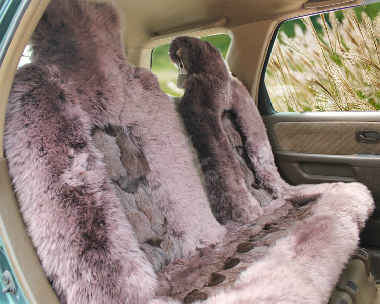 Universal KQ04 Australia Genuine Sheepskin Car Seat Cover Sheep Wool Auto Cushion 4pcs Sets - Purple