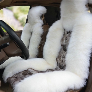 Universal KQ04 Australia Genuine Sheepskin Car Seat Cover Sheep Wool Auto Cushion 4pcs Sets - White