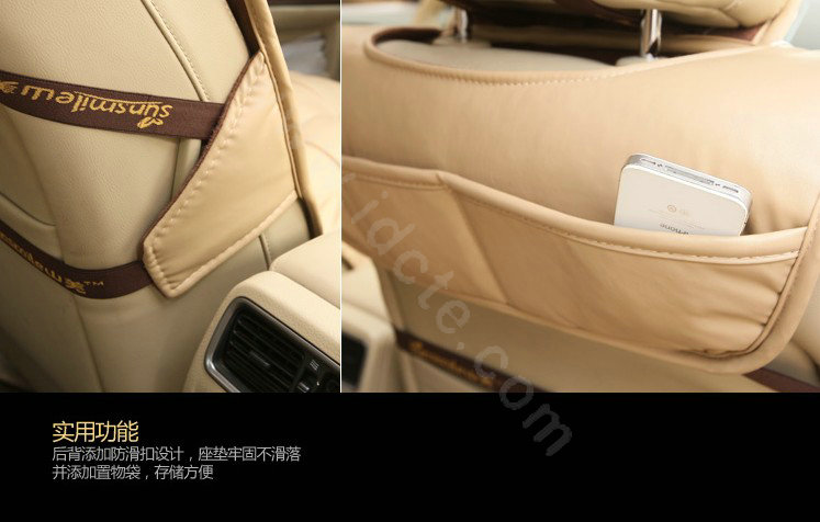 Universal Real Sheepskin Car Seat Cover Leather Wool Auto Cushion 4pcs Sets - Beige