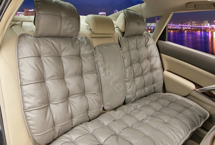 Universal Real Sheepskin Car Seat Cover Leather Wool Auto Cushion 4pcs Sets - Grey