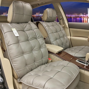 Universal Real Sheepskin Car Seat Cover Leather Wool Auto Cushion 4pcs Sets - Grey