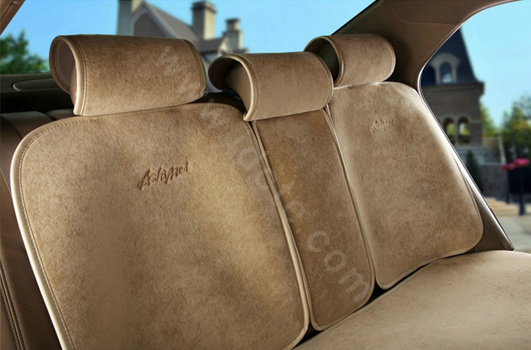 Universal Summer Ice Velvet Plush Car Seat Cover Auto Cushion 11pcs Sets - Beige