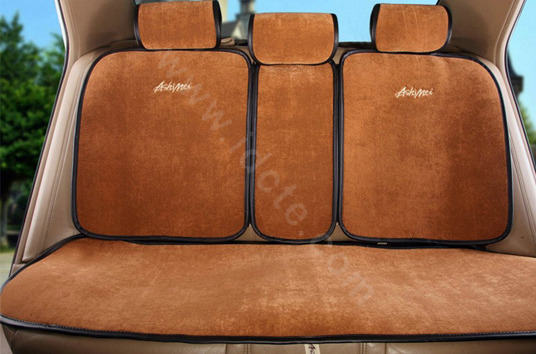 Universal Summer Ice Velvet Plush Car Seat Cover Auto Cushion 11pcs Sets - Brown