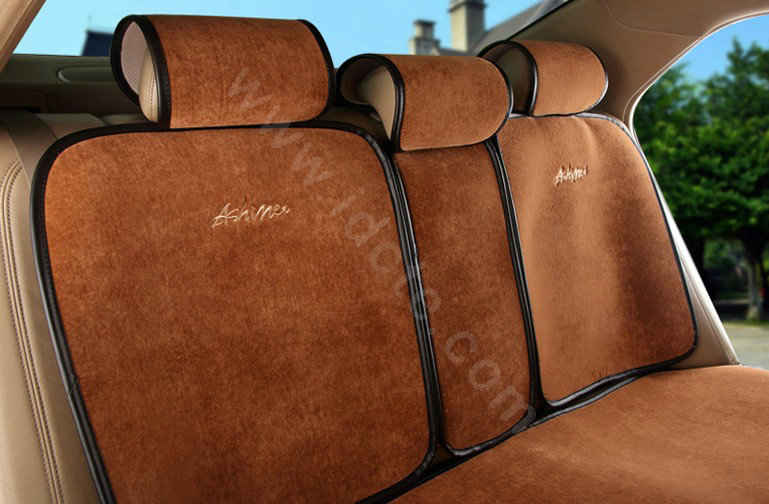 Universal Summer Ice Velvet Plush Car Seat Cover Auto Cushion 11pcs Sets - Brown