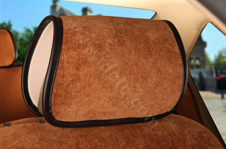Universal Summer Ice Velvet Plush Car Seat Cover Auto Cushion 11pcs Sets - Brown