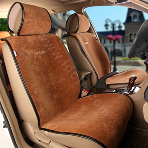 Universal Summer Ice Velvet Plush Car Seat Cover Auto Cushion 11pcs Sets - Brown
