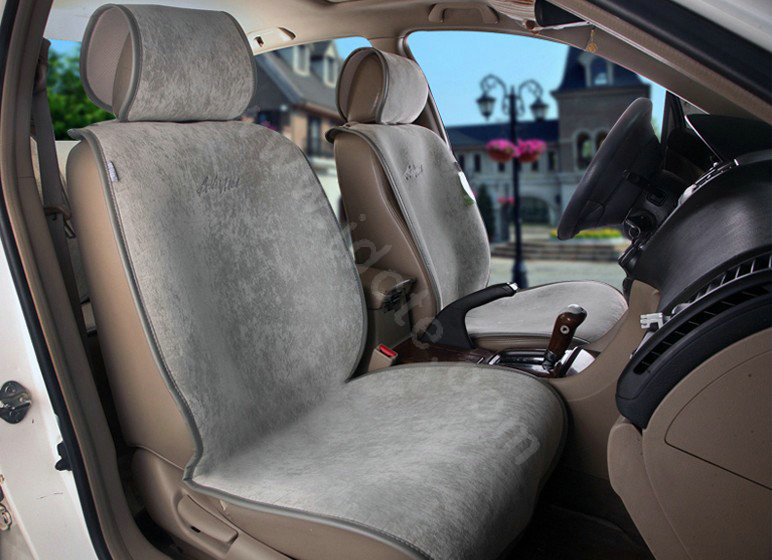 Universal Summer Ice Velvet Plush Car Seat Cover Auto Cushion 11pcs Sets - Grey