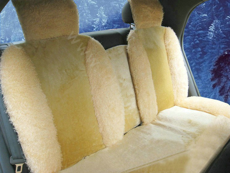 Universal Synthetic Sheepskin Car Seat Cover Sheep Wool Auto Cushion 6pcs Sets - Beige