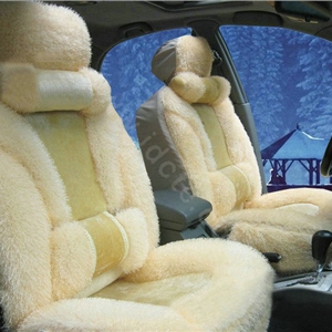 Universal Synthetic Sheepskin Car Seat Cover Sheep Wool Auto Cushion 6pcs Sets - Beige