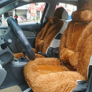Universal Synthetic Sheepskin Car Seat Cover Sheep Wool Auto Cushion 6pcs Sets - Brown