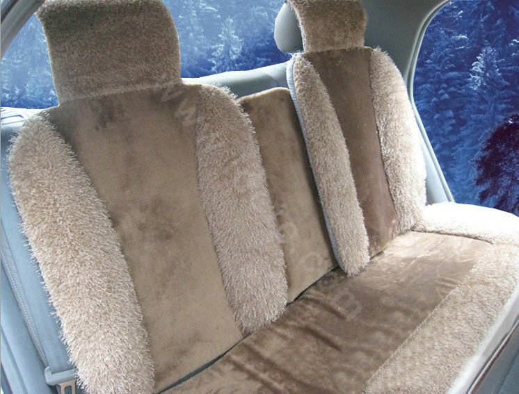 Universal Synthetic Sheepskin Car Seat Cover Sheep Wool Auto Cushion 6pcs Sets - Coffee