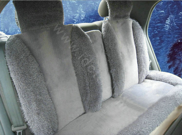 Universal Synthetic Sheepskin Car Seat Cover Sheep Wool Auto Cushion 6pcs Sets - Grey