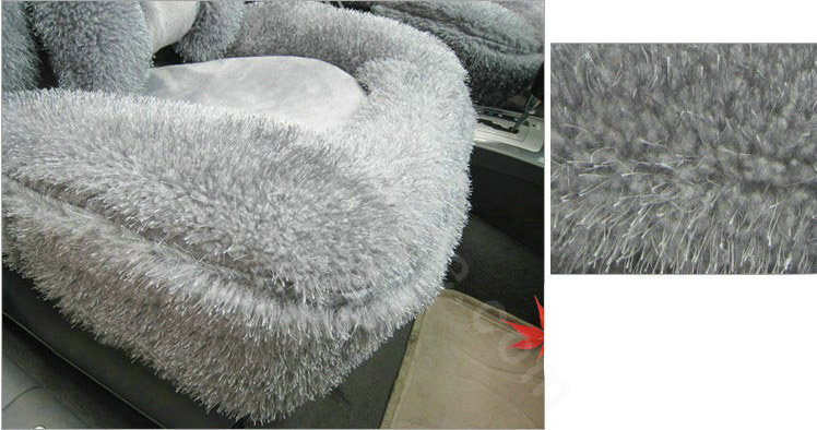 Universal Synthetic Sheepskin Car Seat Cover Sheep Wool Auto Cushion 6pcs Sets - Grey