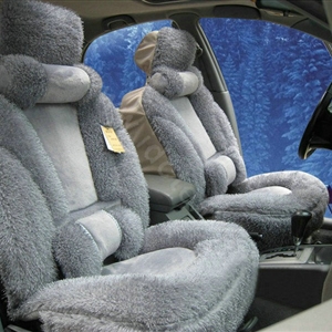 Universal Synthetic Sheepskin Car Seat Cover Sheep Wool Auto Cushion 6pcs Sets - Grey