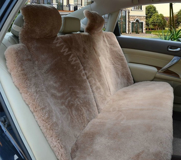 Universal Synthetic Sheepskin Car Seat Cover Sheep Wool Auto Velvet Cushion 6pcs Sets - Bean Paste