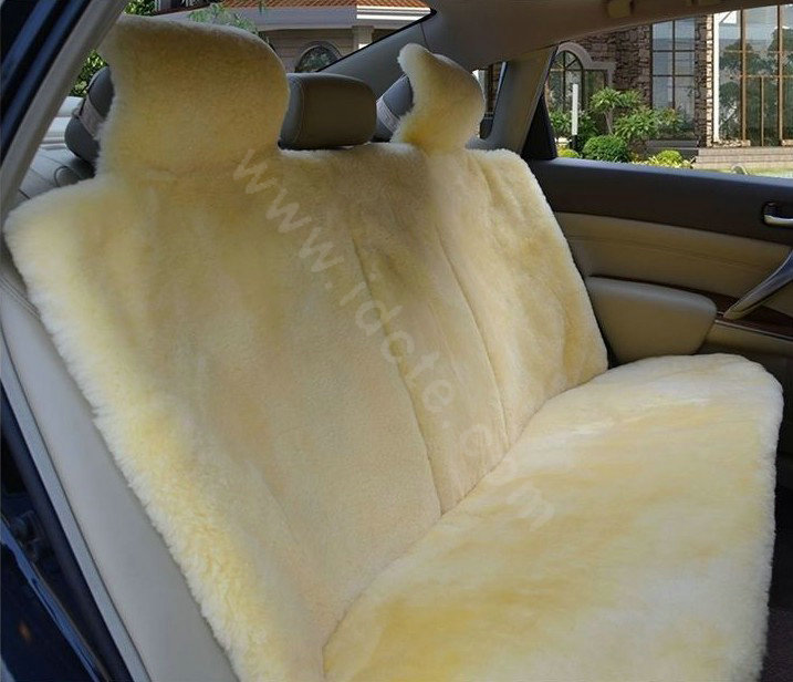 Universal Synthetic Sheepskin Car Seat Cover Sheep Wool Auto Velvet Cushion 6pcs Sets - Beige