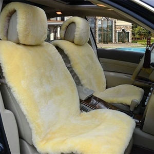 Universal Synthetic Sheepskin Car Seat Cover Sheep Wool Auto Velvet Cushion 6pcs Sets - Beige