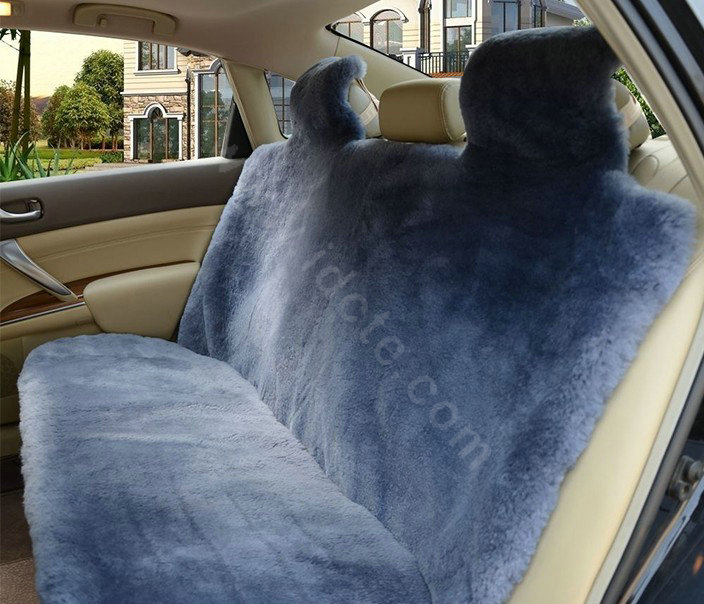 Universal Synthetic Sheepskin Car Seat Cover Sheep Wool Auto Velvet Cushion 6pcs Sets - Blue