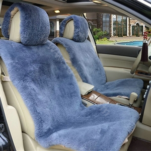 Universal Synthetic Sheepskin Car Seat Cover Sheep Wool Auto Velvet Cushion 6pcs Sets - Blue