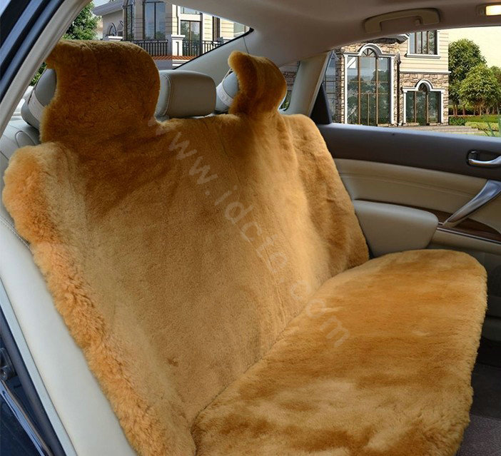Universal Synthetic Sheepskin Car Seat Cover Sheep Wool Auto Velvet Cushion 6pcs Sets - Brown
