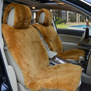 Universal Synthetic Sheepskin Car Seat Cover Sheep Wool Auto Velvet Cushion 6pcs Sets - Brown